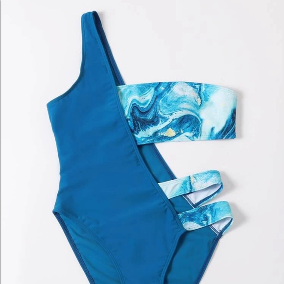 2pack Marble Print Cut-Out One Piece Swimsuit - Picture 2 of 3